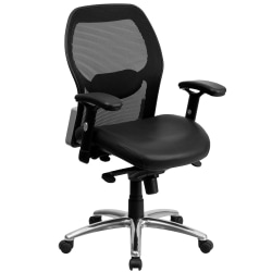 Flash Furniture Ergonomic Super Mesh/Leathersoft Mid-Back Executive Office Chair, Black, LFW42LBK