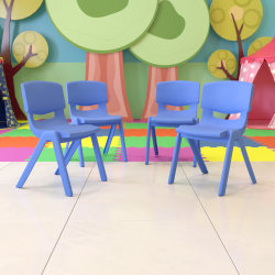 Flash Furniture Plastic Stackable School Chairs With 15.5" Seat Height, Blue, Set Of 4 Chairs