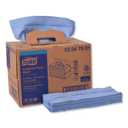 Tork Industrial 4-Ply Paper Wipers, 12-13/16" x 16-1/2", Blue, Pack Of 180 Wipers