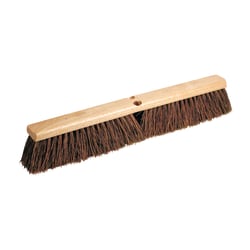 Pro Line Brush Hardwood Block Floor Broom Head, 2 1/2" Natural Palmyra Fiber Bristles, 18", Black