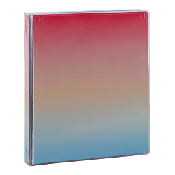Office Depot® Fashion 3-Ring Binder, 1" Round Rings, Ombre Sunset