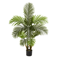 Nearly Natural Areca Palm 54"H Artificial Tree With Planter, 54"H x 16"W x 16"D, Green/Black