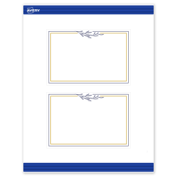 Avery® Print-To-The-Edge Postcards With Sure Feed® Technology, S00-DNM-PRMWC10, Rectangle, 4" x 6", Matte White, Preprinted Gold & Navy Border with Florals Design, Pack Of 20