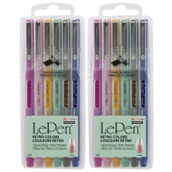Marvy Uchida LePen Micro-Fine Point Pen, Retro, 6 Per Pack, Set Of 2 Packs