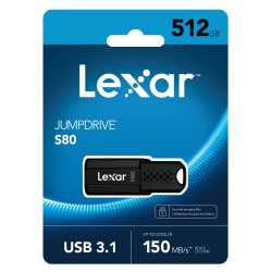 Lexar® JumpDrive S80 USB 3.1 Flash Drive, 512GB, Black