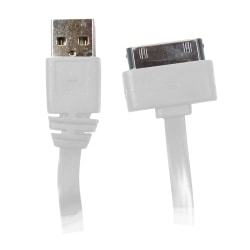 Duracell® Sync & Charge 2.1 Amp Tangle-Free USB Cable For Apple 30-Pin Devices, 6?, White