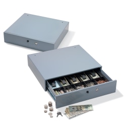 Office Depot® Brand Large-Capacity Manual Cash Drawer, 3 7/8"H x 17 3/4"W x 15 7/8"D, Gray
