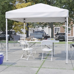 Flash Furniture Portable Tailgate/Event Tent Set - 8'x8' Pop Up Canopy Tent, 6-Foot Bi-Fold Table, Set of 4 Folding Chairs, White