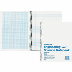 Rediform Engineering and Science Notebook - Letter - 60 Sheets - Wire Bound - Both Side Ruling Surface - Light Blue Margin - 16 lb Basis Weight - Letter - 8 1/2" x 11" - White Paper - White Cover - Unpunched, Heavyweight, Hard Cover - 1 Each