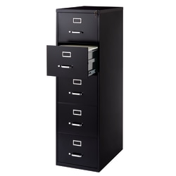WorkPro® 26-1/2"D Vertical 5-Drawer Legal-Size File Cabinet, Black