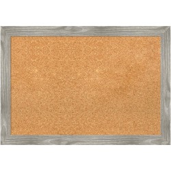 Amanti Art Square Non-Magnetic Cork Bulletin Board, Natural, 27" x 19", Dove Graywash Plastic Frame