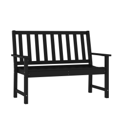 Flash Furniture Ellsworth Commercial Grade All Weather Indoor/Outdoor Recycled HDPE Bench with Contoured Seat, Black