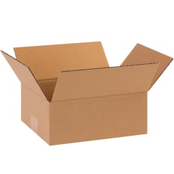 Partners Brand Flat Corrugated Boxes, 10" x 9" x 4", Kraft, Pack Of 25 Boxes