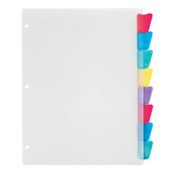 Office Depot® Brand Plastic Dividers With Insertable Rounded Tabs, Assorted Colors, 8-Tab