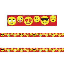 Charles Leonard Rectangle Cut Borders/Trims, Emoji, 24’ Per Pack, Set Of 2 Packs