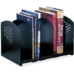 Safco 5 Section Adjustable Book Rack - 5 Divider(s) - 9.3" Height x 15.5" Width x 9" Depth - Desktop - Black - Steel - 1Each