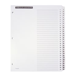 Office Depot® Brand Table Of Contents Customizable Index With Preprinted Tabs, White, Numbered 1-31