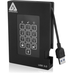 Apricorn Aegis Padlock Fortress A25-3PL256-2000F - Hard drive - encrypted - 2 TB - external (portable) - 2.5" - USB 3.0 - 5400 rpm - buffer: 8 MB - FIPS 140-2 Level 2, 256-bit AES-XTS - TAA Compliant