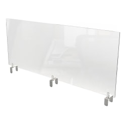 Ghent Partition Extender, Attached Clamp, 18"H x 59"W x 3-7/8"D, Clear