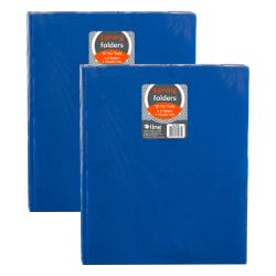 C-Line 2-Pocket Heavyweight Poly Portfolio Folders With Prongs, 8-1/2" x 11", Blue, 10 Folders Per Pack, Set Of 2 Packs