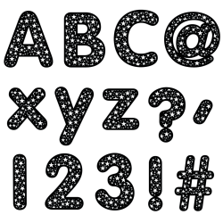 Creative Teaching Press Designer Letters, Core Decor Stars on Black, 206 Pieces