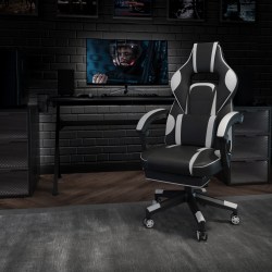 Flash Furniture X40 Gaming Chair With Fully Reclining Back And Arms, White/Black