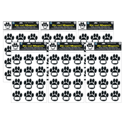 Ashley Productions Die-Cut Magnets, Black Paw Prints, 11" x 8-1/2", 12 Magnets Per Pack, Set Of 6 Packs