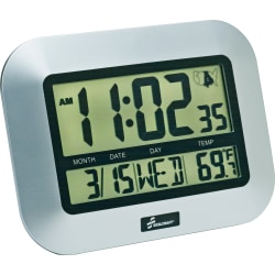 SKILCRAFT® LCD Digital Display Clock, Silver