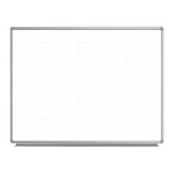 Luxor Ghost Grid Magnetic Dry-Erase Whiteboard, 48" x 36", Aluminum Frame With Silver Finish