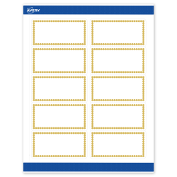 Avery® Printable Labels With Sure Feed® Technology, S00-DJH-PRWMP10, Rectangle, 2" x 4", Matte White, Preprinted Gold Beads Design, Pack Of 100
