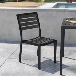 Flash Furniture Lark Aluminum Outdoor Side Chairs, Gray Wash Teak/Black, Set Of 2 Chairs