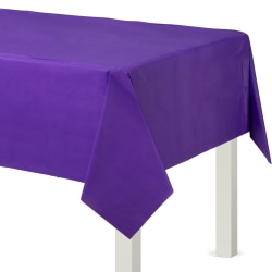 Amscan Flannel-Backed Vinyl Table Covers, 54" x 108", New Purple, Set Of 2 Covers