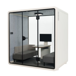 FlexiSpot P4F-Kit 4-Person Soundproof Booth, White, 93"H x 87"W