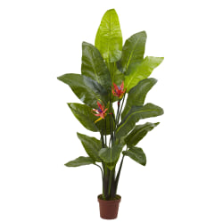 Nearly Natural Bird Of Paradise 58"H Artificial Real Touch Plant With Pot, 58"H x 36"W x 30"D, Green