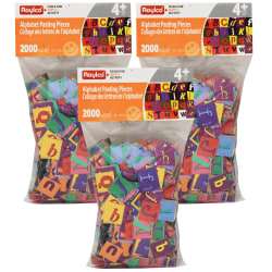Roylco Alphabet Pasting Pieces, Multicolor, 2,000 Pieces Per Pack, Set Of 3 Packs