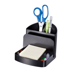 Officemate Deluxe Desk Organizer - 5 Compartment(s) - 5" Height x 5.4" Width x 6.8" DepthDesktop - 30% Recycled - Black - Plastic - 1 Each
