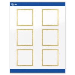 Avery® Print-To-The-Edge Labels With Sure Feed® Technology, S00-DJB-PRWGP10, Square, 3" x 3", Glossy White, Preprinted Gold Beads Design, Pack Of 60