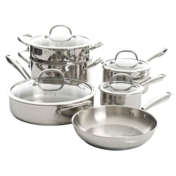 Kenmore Elite Devon 10-Piece Stainless Steel Cookware Set, Silver