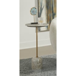Coast to Coast Aoede Marble Round Accent Table, 28"H x 14" x 14"D, Brown