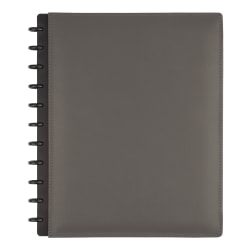 TUL Custom Note-Taking System Discbound Notebook With Leather Cover, Letter Size, Narrow Ruled, 60 Sheets, Gray