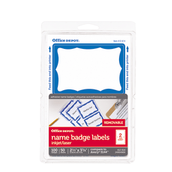 Office Depot® Brand Name Badge Labels, 2 1/3" x 3 3/8", Blue, Pack Of 100