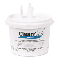 Wexford Labs CleanCide Disinfecting Wipes, 1-Ply, 8 x 5.5, Fresh Scent, White, 400/Tub