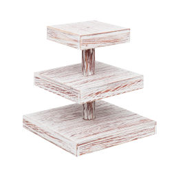 Mind Reader 3-Tier Square Cupcake Tower, 12-13/16"H x 11-13/16"W x 11-13/16"D, Brown