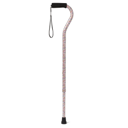 Medline Adjustable Aluminum Offset-Handle Cane, 29" - 38"H, Polka Dots