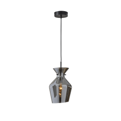Adesso Tate Chandelier Pendant Lamp, 8"W, Mirrored Smoked Glass Shade/Black Base