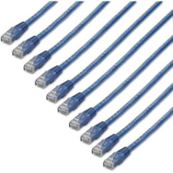 StarTech.com 1 ft. CAT6 Ethernet cable - 10 Pack - ETL Verified - Blue CAT6 Patch Cord - Molded RJ45 Connectors - C6PATCH1BL10PK