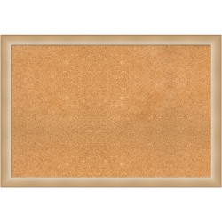 Amanti Art Rectangular Non-Magnetic Cork Bulletin Board, Natural, 39" x 27", Eva Ombre Gold Narrow Plastic Frame