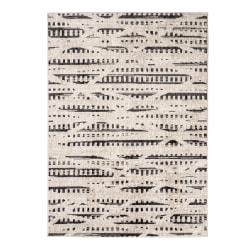 Anji Mountain Area Rug, 5' x 7', Ivory/Black Striped Bricks