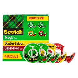 Scotch® Tape Variety Pack, 2 Magic Tape, 1 Double-Sided Tape, 1 Super Hold Tape, School Supplies and College Essentials for Students and Teachers