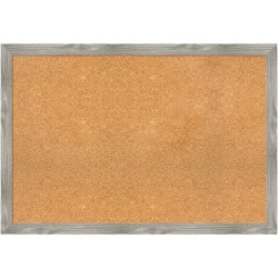 Amanti Art Square Non-Magnetic Cork Bulletin Board, Natural, 39" x 27", Dove Graywash Plastic Frame